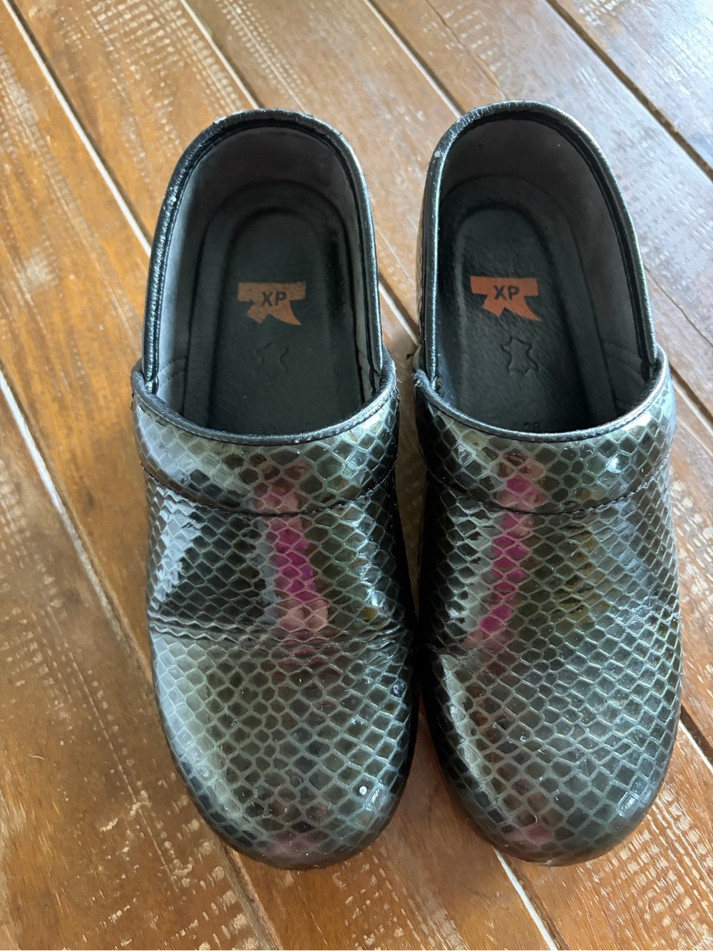 Dansko Snake-Print Slip-On Clogs 38 7.5 8